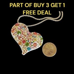 🪅WHIMSICAL MULTICOLORED HEART NECKLACE / PENDANT or BROOCH - NWOT